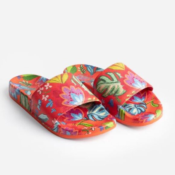 NWT Johnny Was JWLA Biya Rumba Pool Slides Flats Slip Ons 10 - Picture 1 of 7